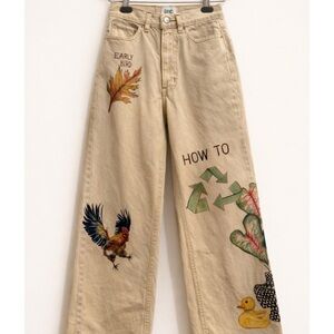 Hand-Painted Wide-Leg Pants